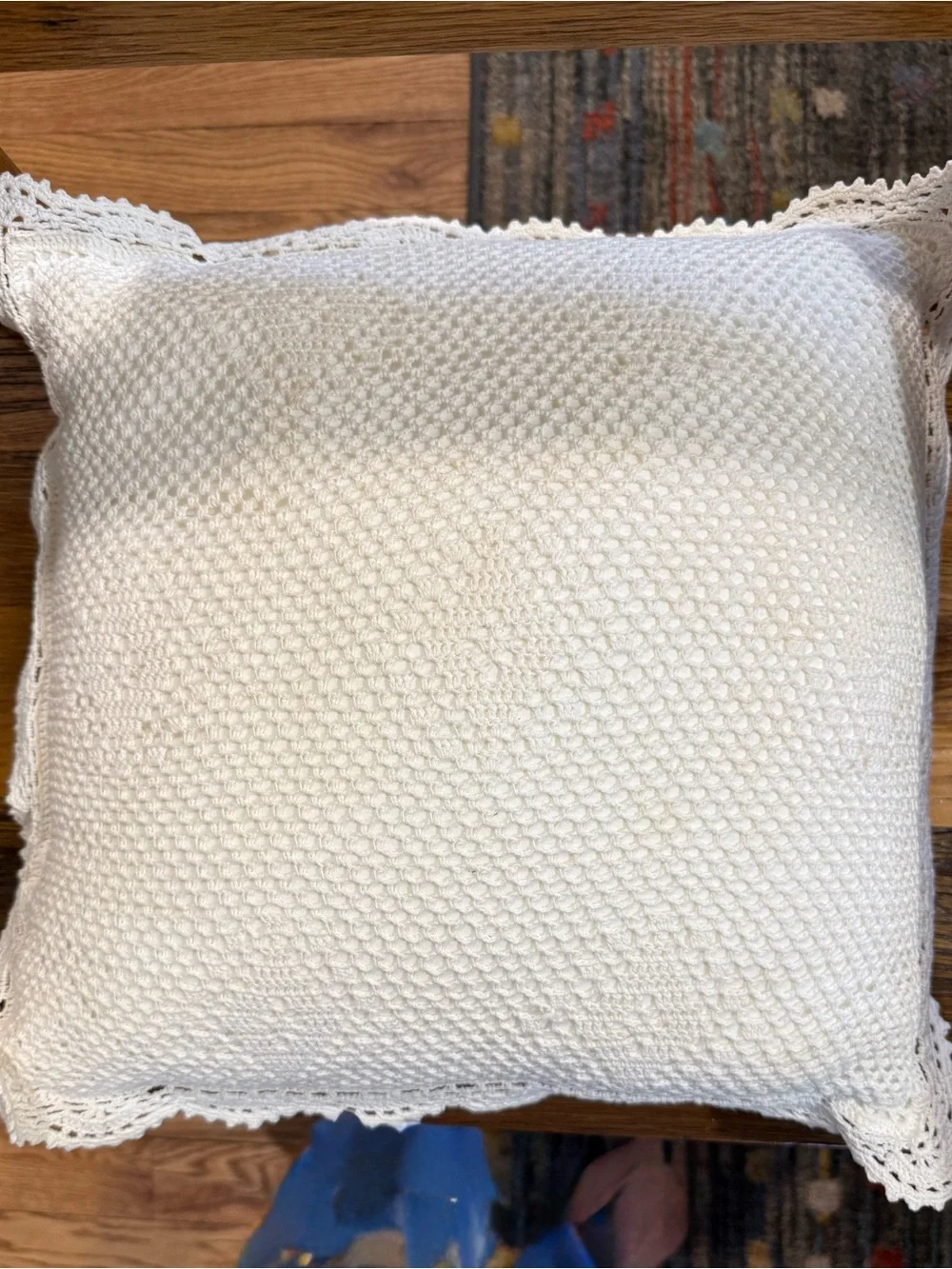 White Crochet Accent Pillow - Classic Home Accent